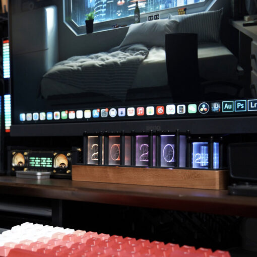 Đồng hồ gỗ đèn RGB