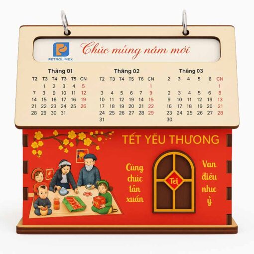 Lịch gỗ hình ngôi nhà