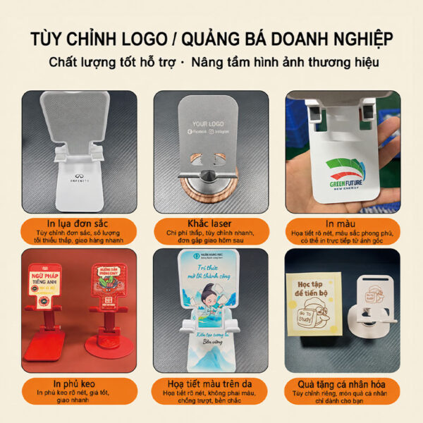 Giá đỡ điện thoại gấp gọn xoay 360 độ In logo doanh nghiệp