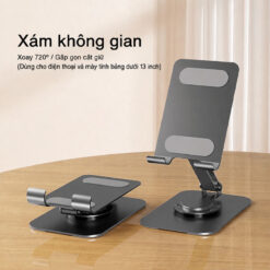 Giá đỡ điện thoại gấp gọn xoay 360 độ gia do dien thoai gap gon xoay 360 do den xam 12