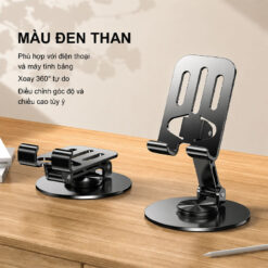 Giá đỡ điện thoại hợp kim xoay 360 độ gia do dien thoai hop kim xoay 360 do mau den 14
