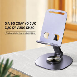 Giá đỡ điện thoại hợp kim xoay 360 độ gia do dien thoai hop kim xoay 360 do mau ghi 5