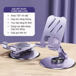 Giá đỡ điện thoại hợp kim xoay 360 độ gia do dien thoai hop kim xoay 360 do mau tim 8