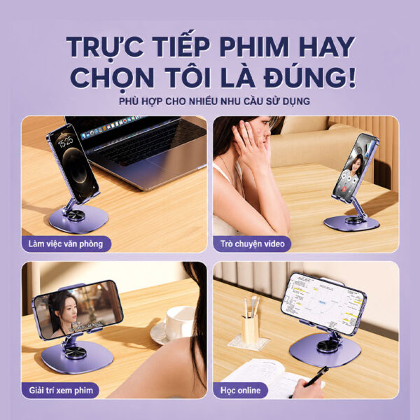 Giá đỡ điện thoại hợp kim xoay 360 độ gia do dien thoai hop kim xoay 360 do mau tim 9