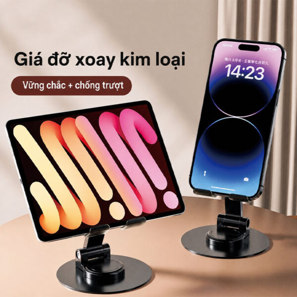 Giá đỡ điện thoại xoay bằng kim loại Giá đỡ điện thoại in logo